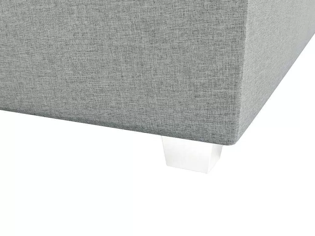 Cama Boxspring, Cama Continental*Ysmée Conjunto Completo Boxspring Com Cabeceira + Sommier + Colchão + Sobrecolchão 180 X 200 Cm Tecido Cinza-Claro - Onan De Ysmee