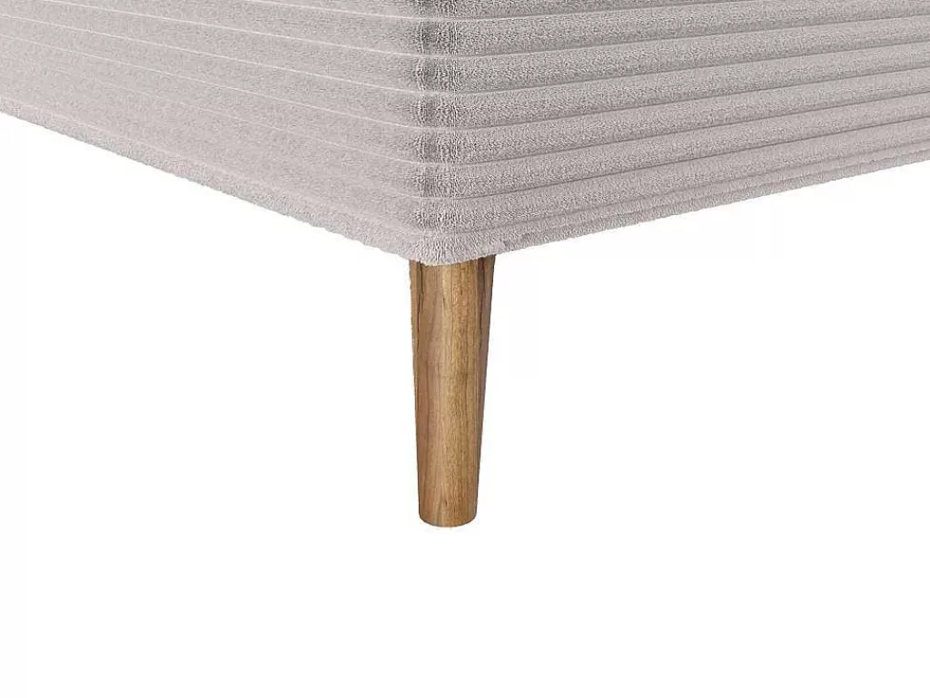 Cama De Adulto*Ysmée Conjunto Completo Boxspring Com Cabeceira + Sommier + Colchão + Sobrecolchão 180 X 200 Cm Veludo Canelado Bege - Nara De Ysmee