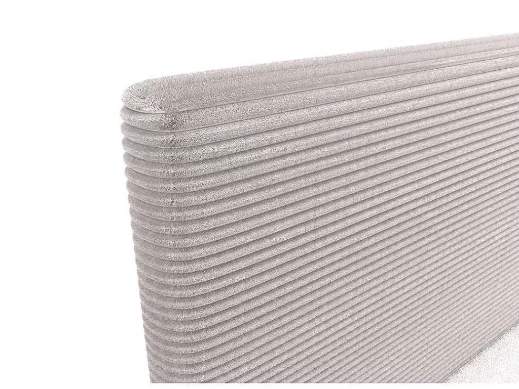 Cama De Adulto*Ysmée Conjunto Completo Boxspring Com Cabeceira + Sommier + Colchão + Sobrecolchão 180 X 200 Cm Veludo Canelado Bege - Nara De Ysmee