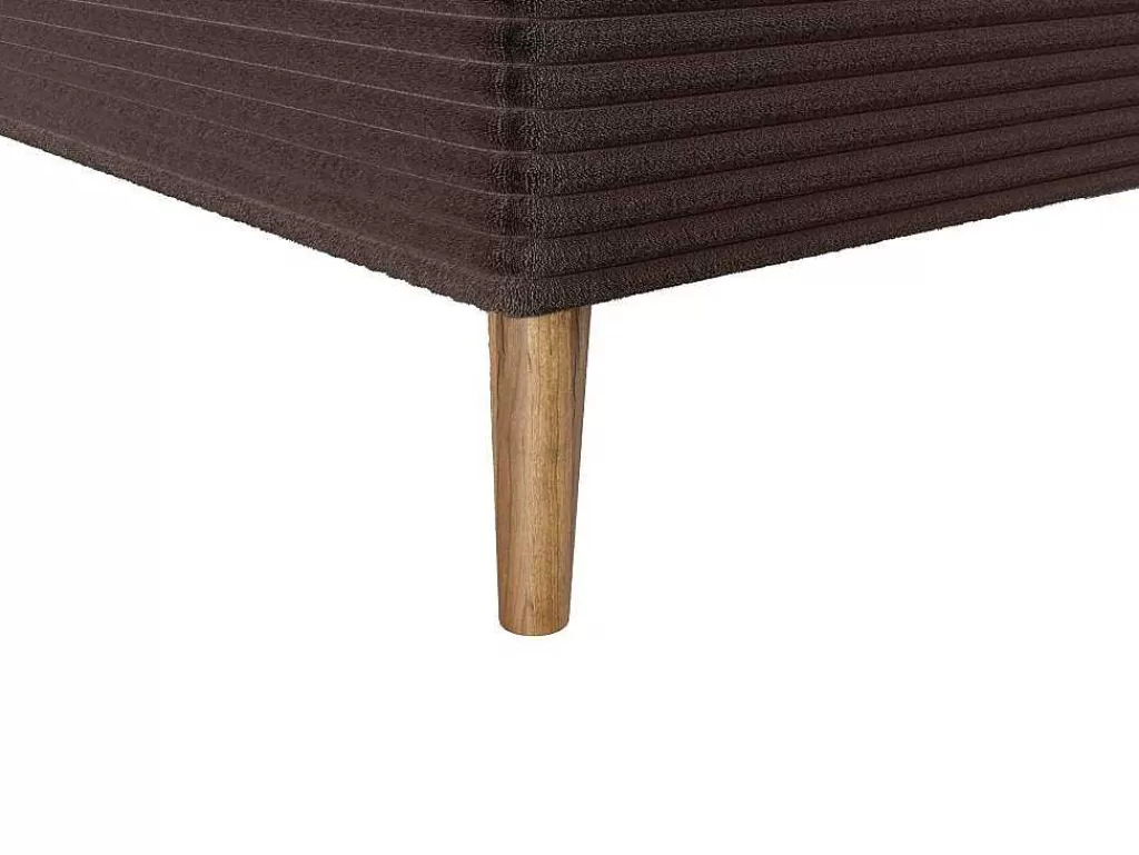 Cama Boxspring, Cama Continental*Ysmée Conjunto Completo Boxspring Com Cabeceira + Sommier + Colchão + Sobrecolchão 180 X 200 Cm Veludo Canelado Castanho - Nara De Ysmee