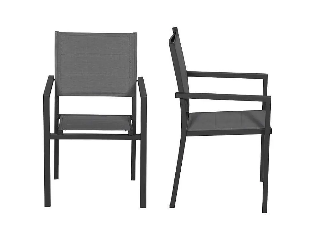 Conjunto Mesa E Cadeiras De Jardim*Happy Garden Conjunto De 10 Cadeiras Estofadas Em Aluminio Antracite - Têxtileno Cinzento