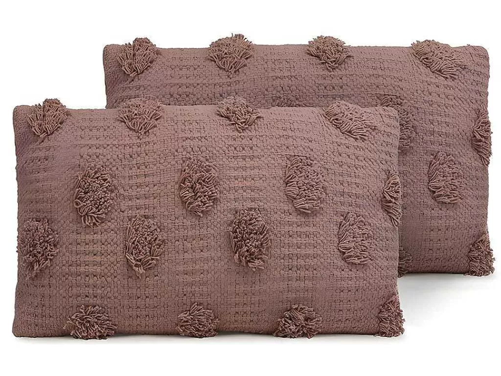 Têxtil De Casa*OZAIA Conjunto De 2 Almofadas 100% Algodao Tufado De 30 X 50 Cm Cor-De-Rosa Velho - Jadel