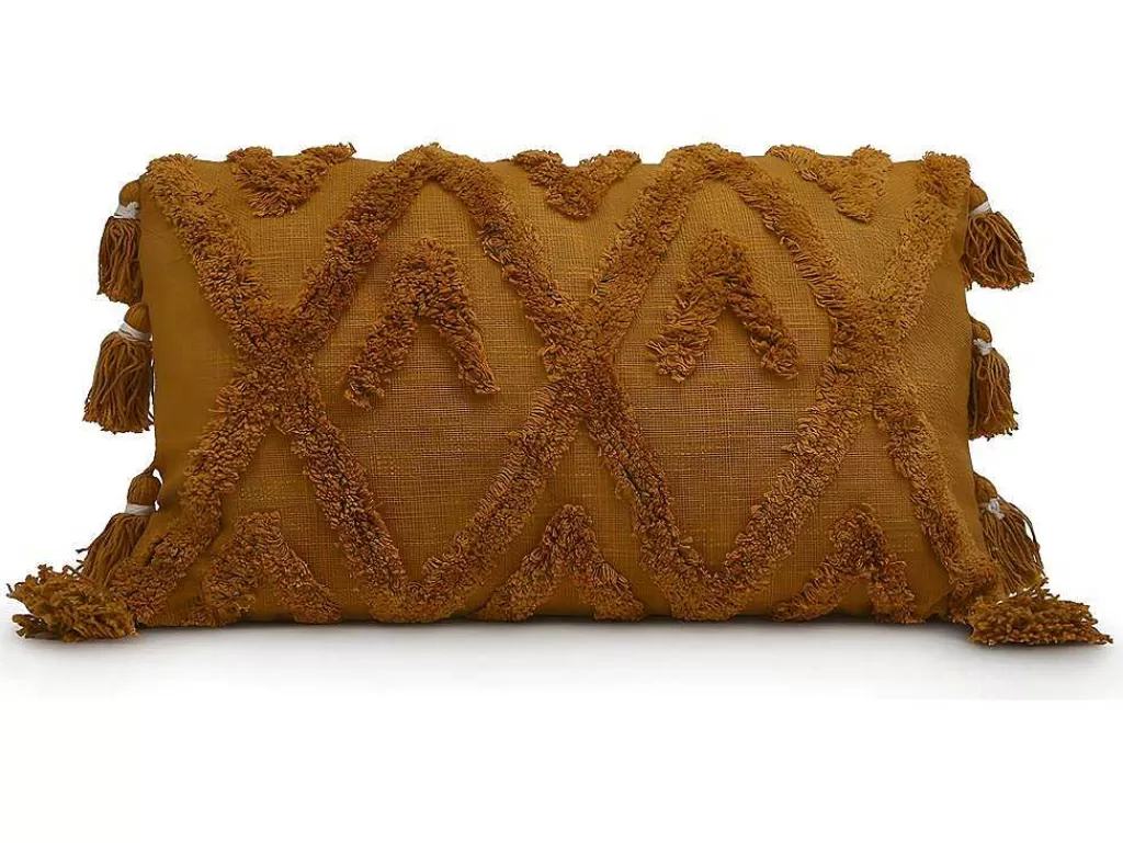 Têxtil De Casa*OZAIA Conjunto De 2 Almofadas Com Pompons - Algodao Tufado - 30 X 50 Cm - Amarelo Mostarda - Aspen