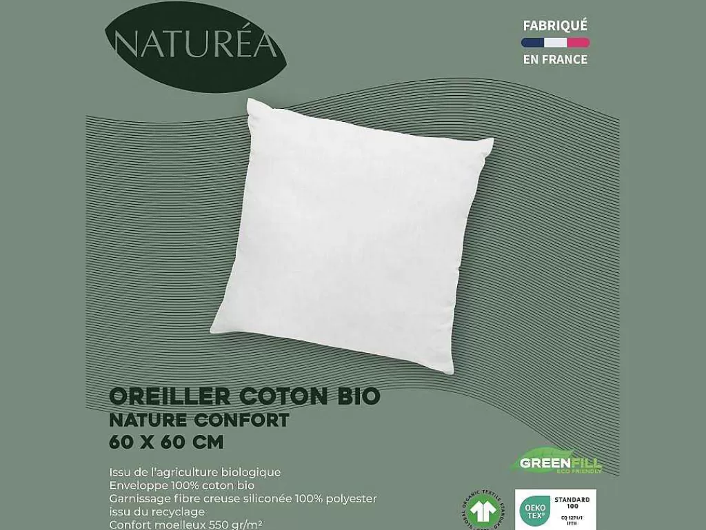 Almofada*NATUREA Conjunto De 2 Almofadas Em Algodao Biologico 60X60 Cm Da 550 G/M2 Vies Castanho - Nature Confort