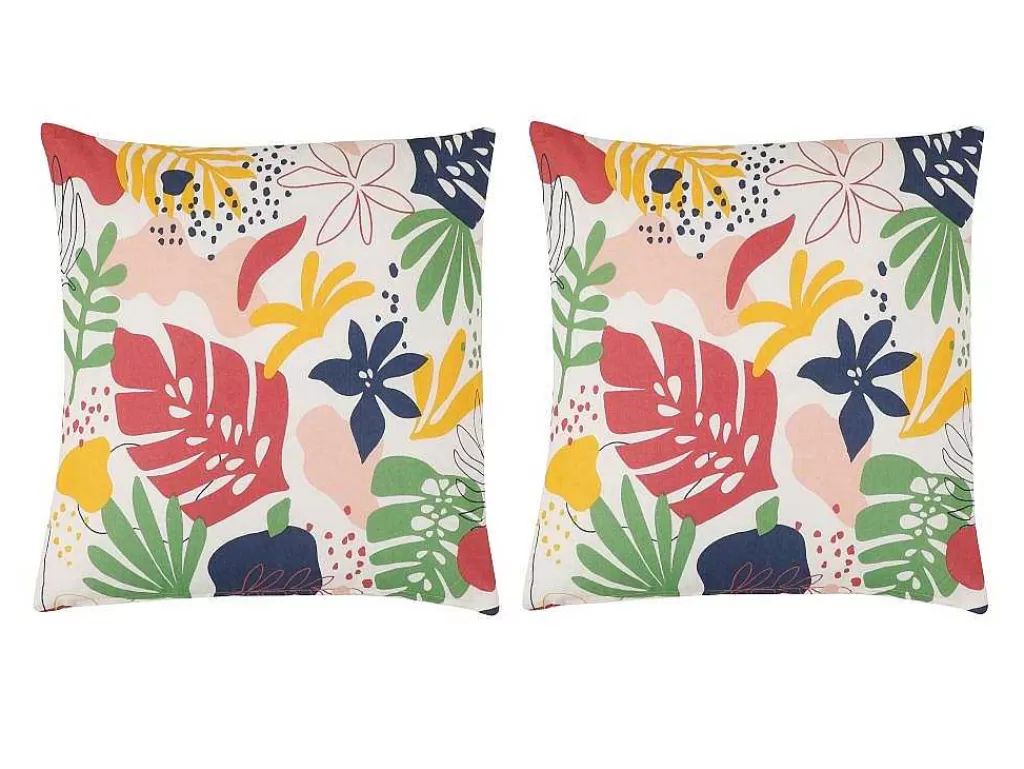 Decoração De Jardim*OZAIA Conjunto De 2 Almofadas Floridas Em Algodao 45 X 45 Cm Multicolor - Bariola