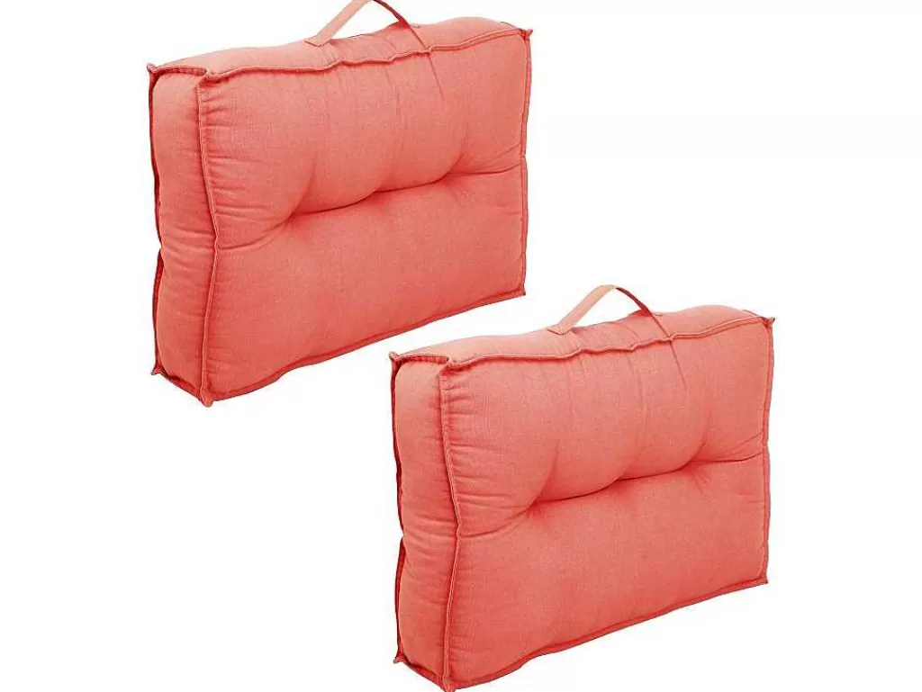 Decoração De Jardim*OZAIA Conjunto De 2 Almofadas Para Paletes Em Algodao 40 X 60 X 12 Cm Cor Coral - Baila