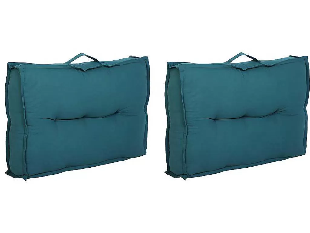 Decoração De Jardim*OZAIA Conjunto De 2 Almofadoes De Encosto Para Palete Baila - Algodao - 40X60X12 Cm - Azul