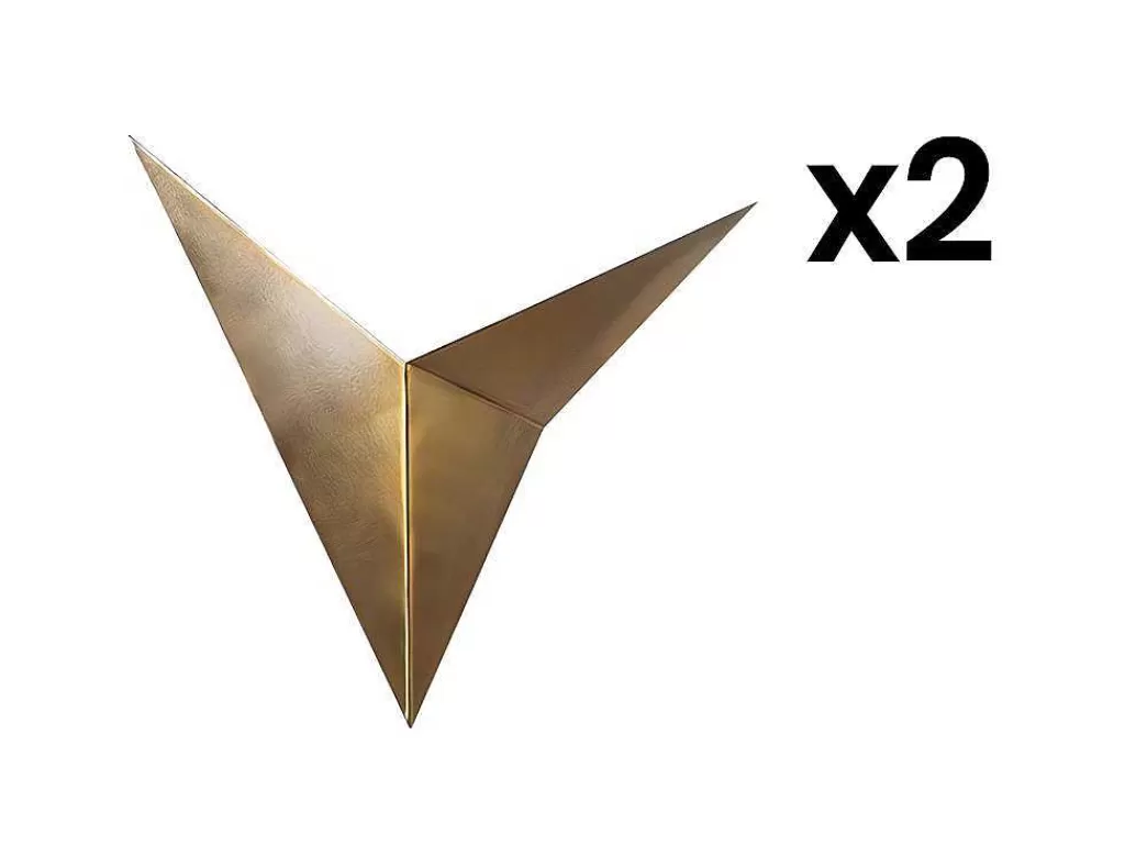 Candeeiro De Parede*OZAIA Conjunto De 2 Apliques Em Metal C34 X L5 X A34 Cm Dourado - Birdo