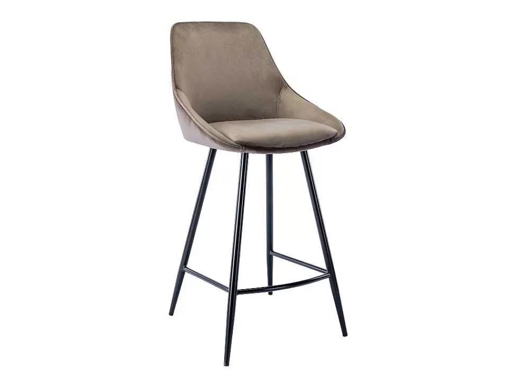 Bancos De Bar*Vente-unique Conjunto De 2 Bancos Altos Em Veludo Cor Taupe - Masurie