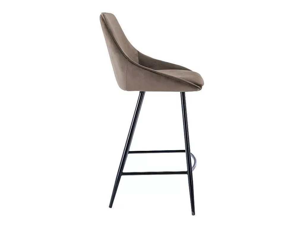 Bancos De Bar*Vente-unique Conjunto De 2 Bancos Altos Em Veludo Cor Taupe - Masurie