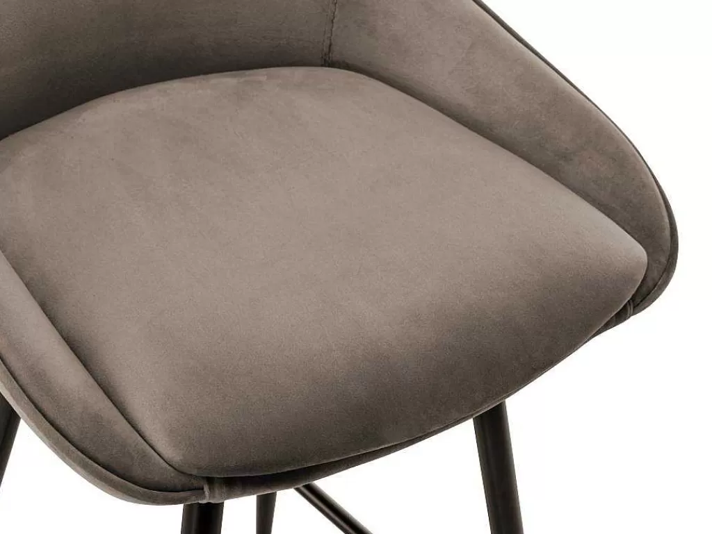 Bancos De Bar*Vente-unique Conjunto De 2 Bancos Altos Em Veludo Cor Taupe - Masurie