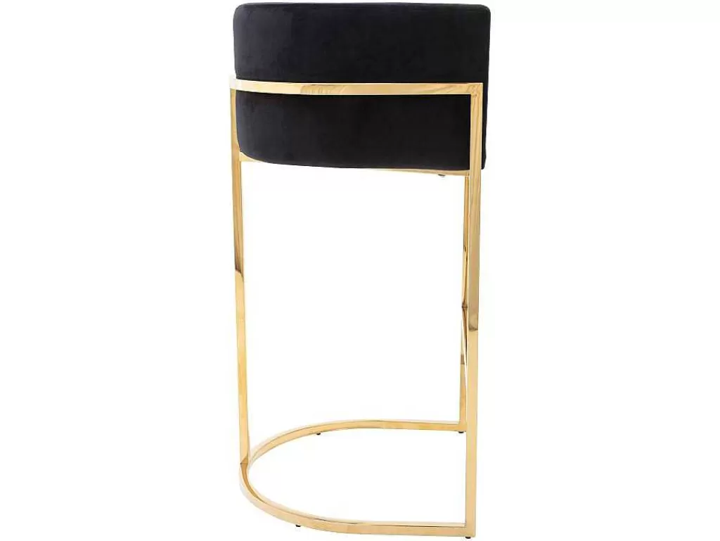 Bancos De Bar*PASCAL MORABITO Conjunto De 2 Bancos Altos Em Veludo E Aco Inoxidavel Preto E Dourado - Peria De