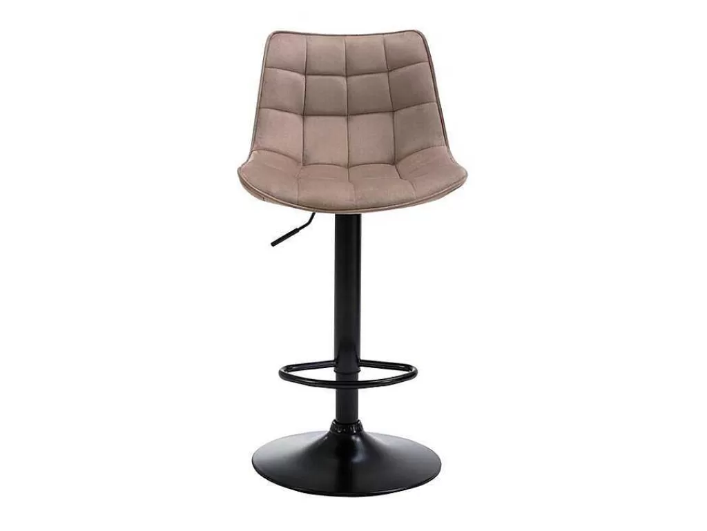 Bancos De Bar*Vente-unique Conjunto De 2 Bancos Altos Em Veludo E Metal Cor Bege - Lima