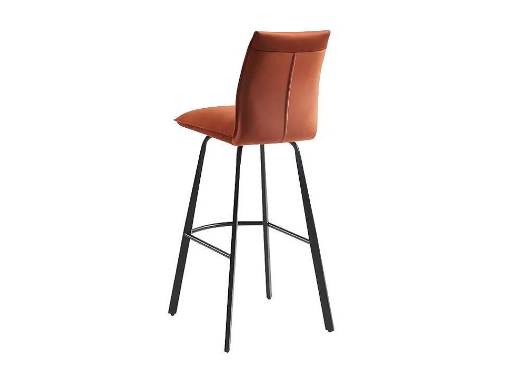 Bancos De Bar*Vente-unique Conjunto De 2 Bancos Altos Em Veludo E Metal Cor Terracota - Indilane