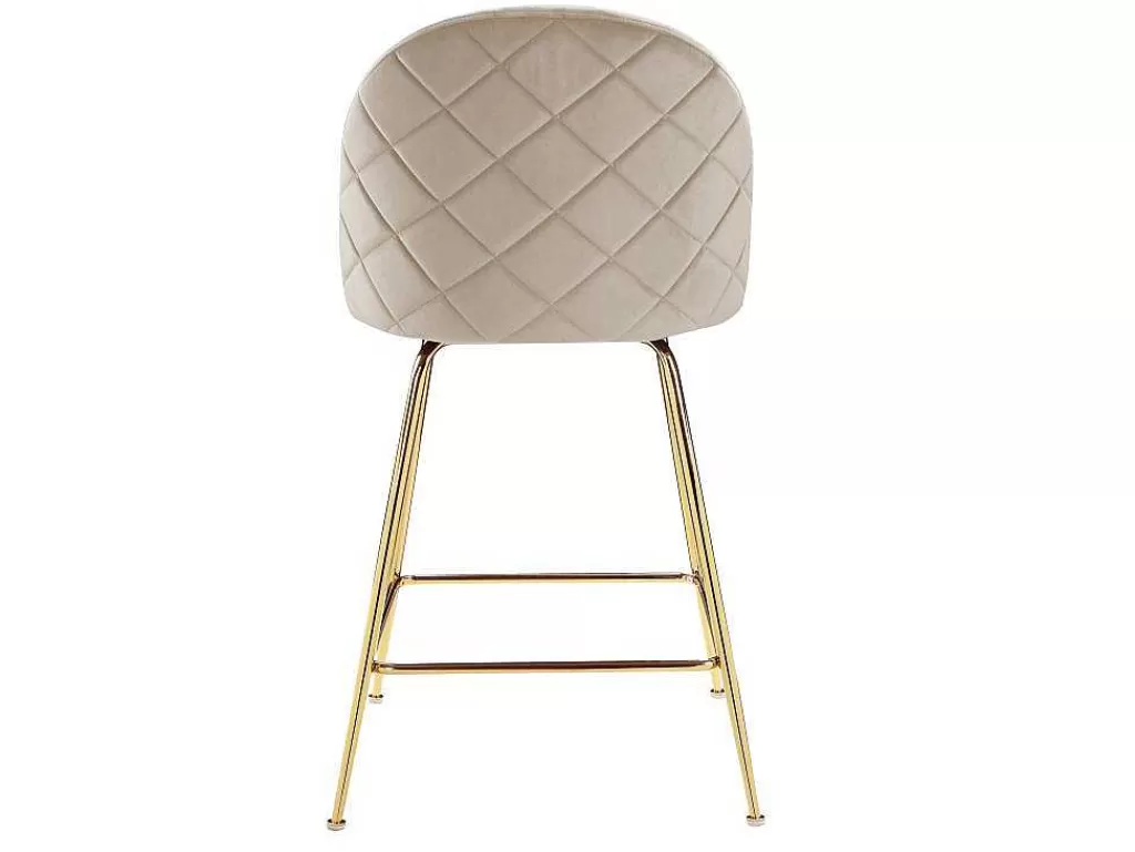Bancos De Bar*Vente-unique Conjunto De 2 Bancos Altos Em Veludo E Metal Dourado Cor Bege - Melbourne