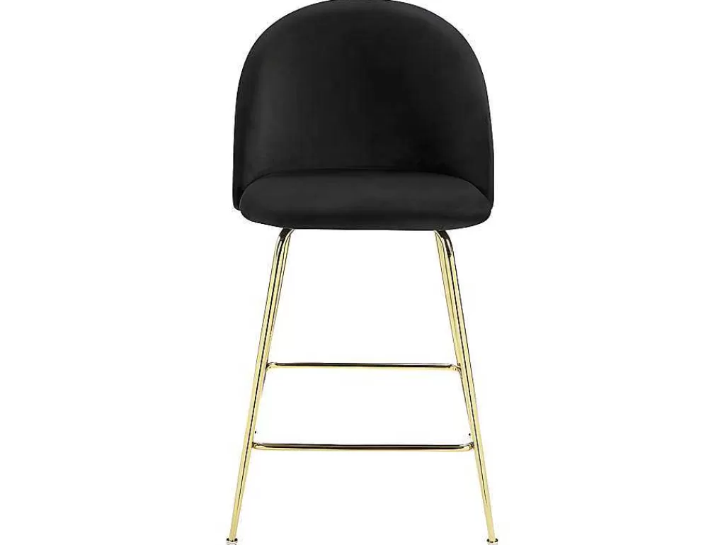 Bancos De Bar*Vente-unique Conjunto De 2 Bancos Altos Em Veludo E Metal Dourado Cor Preto - Melbourne