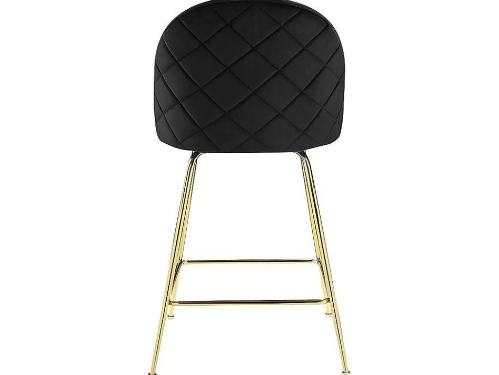 Bancos De Bar*Vente-unique Conjunto De 2 Bancos Altos Em Veludo E Metal Dourado Cor Preto - Melbourne