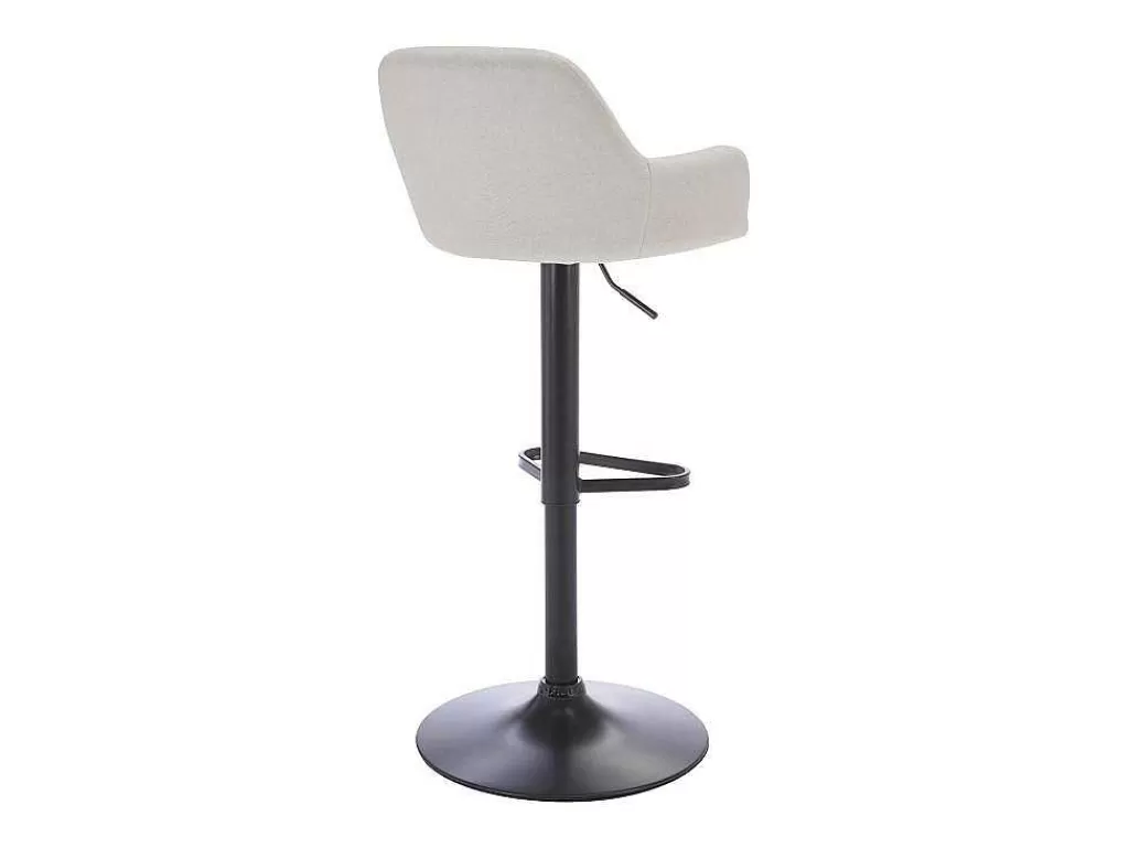 Bancos De Bar*Vente-unique Conjunto De 2 Bancos Altos Tecido E Metal Preto, Altura Ajustavel, Cor Creme - Eleana