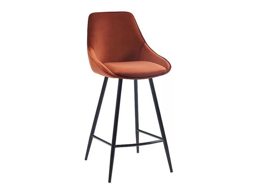 Bancos De Bar*Vente-unique Conjunto De 2 Bancos Altos Veludo Cor Terracota - Masurie