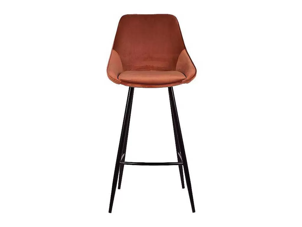 Bancos De Bar*Vente-unique Conjunto De 2 Bancos Altos Veludo Cor Terracota - Masurie