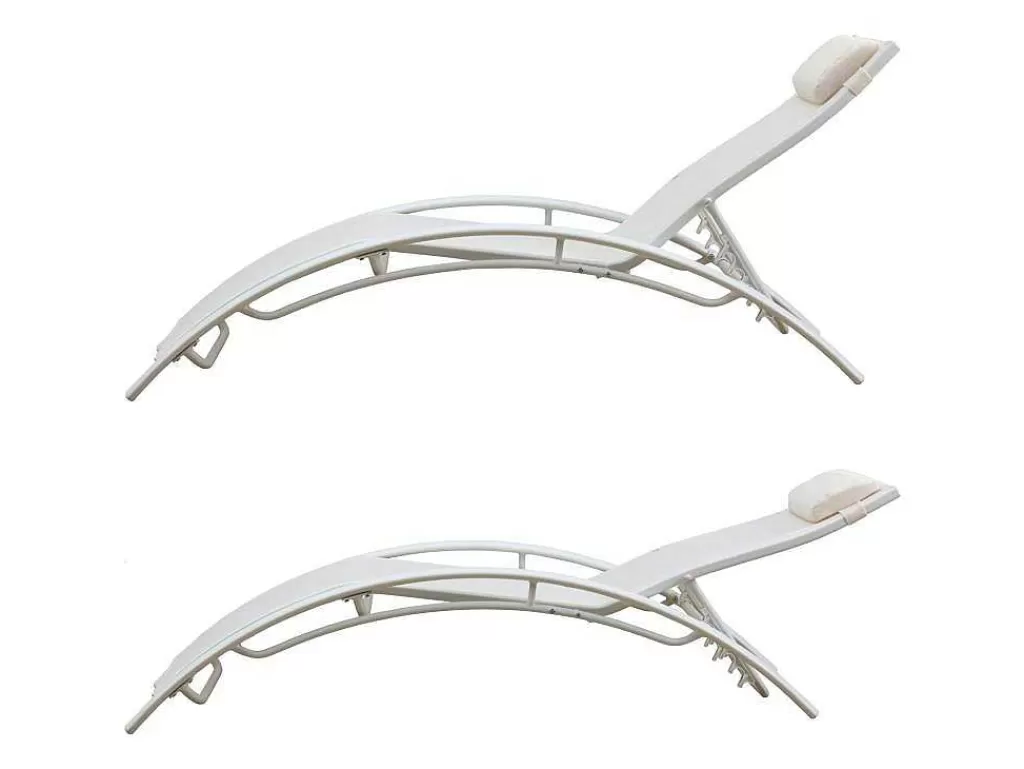 Espreguiçadeira*Happy Garden Conjunto De 2 Cadeiras De Conves Galapagos De Têxtil Branco - Aluminio Branco