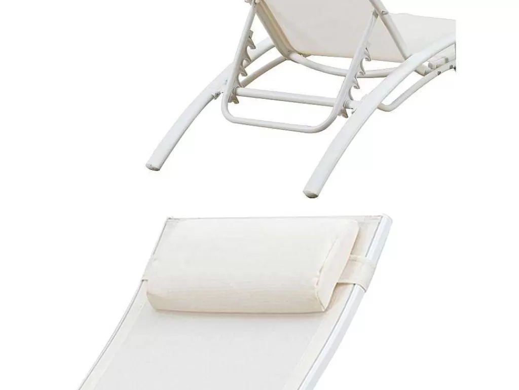 Espreguiçadeira*Happy Garden Conjunto De 2 Cadeiras De Conves Galapagos De Têxtil Branco - Aluminio Branco