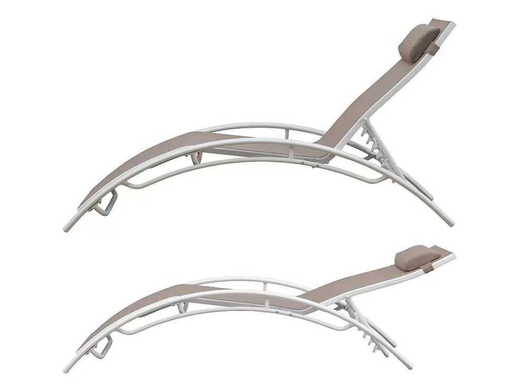Espreguiçadeira*Happy Garden Conjunto De 2 Cadeiras De Conves Galapagos Em Aluminio Taupe Têxtilene - Aluminio Branco