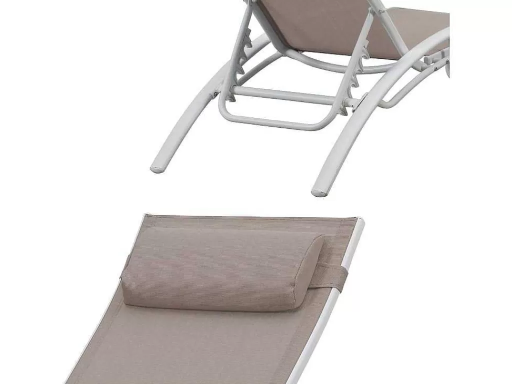 Espreguiçadeira*Happy Garden Conjunto De 2 Cadeiras De Conves Galapagos Em Aluminio Taupe Têxtilene - Aluminio Branco