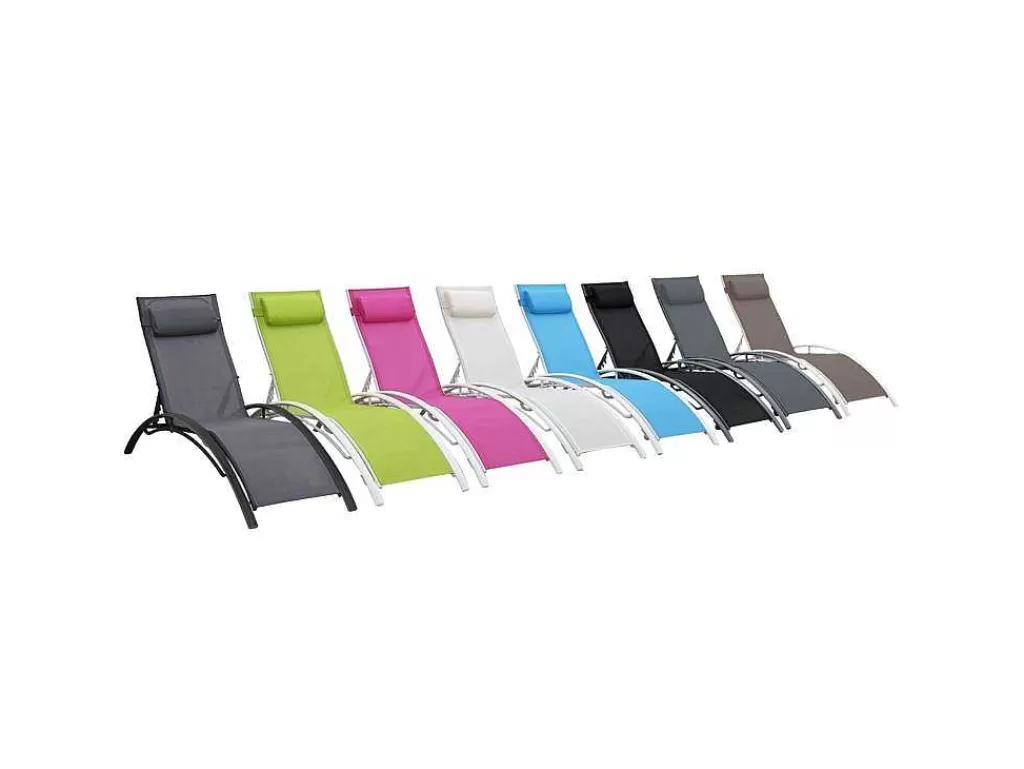 Espreguiçadeira*Happy Garden Conjunto De 2 Cadeiras De Conves Galapagos Em Aluminio Taupe Têxtilene - Aluminio Branco