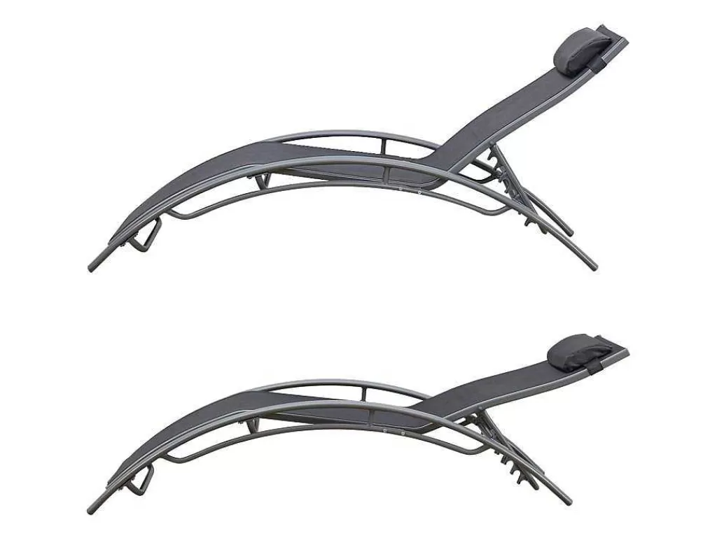 Espreguiçadeira*Happy Garden Conjunto De 2 Cadeiras De Conves Galapagos Em Têxtileno Cinzento - Aluminio Cinzento