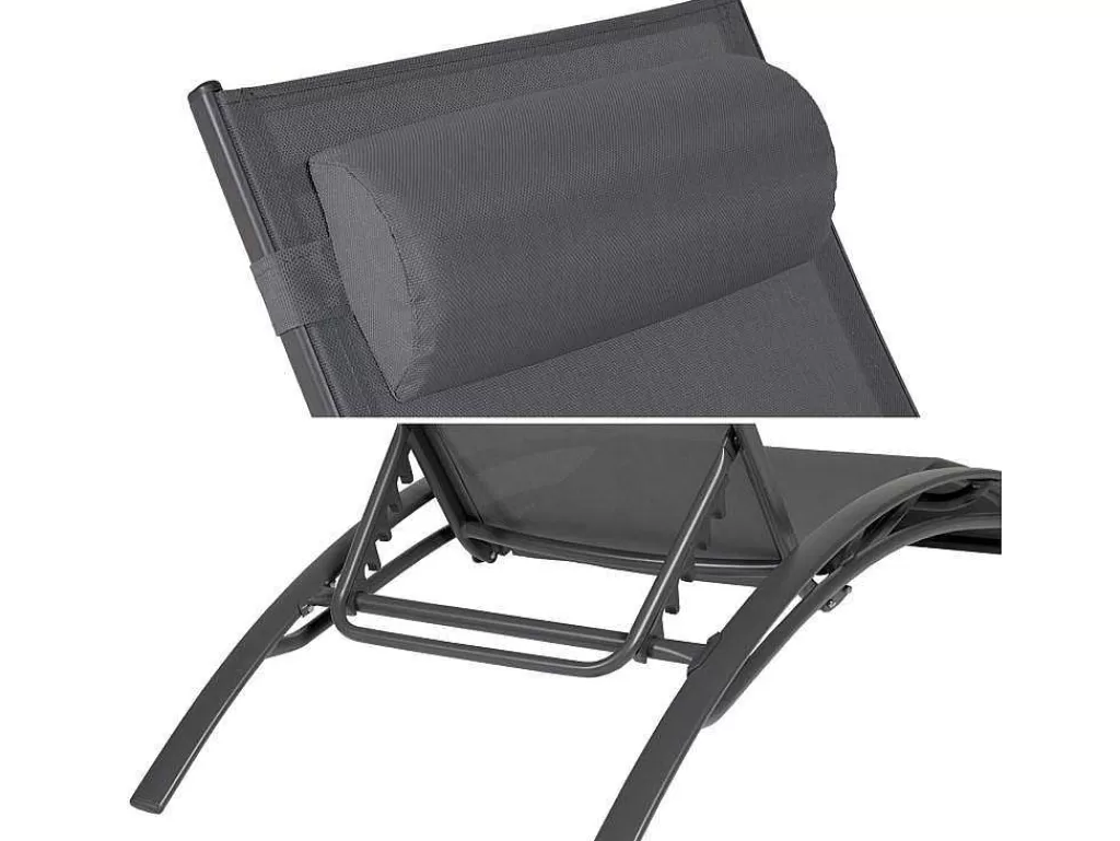Espreguiçadeira*Happy Garden Conjunto De 2 Cadeiras De Conves Galapagos Em Têxtileno Cinzento - Antracite Cinzento Aluminio