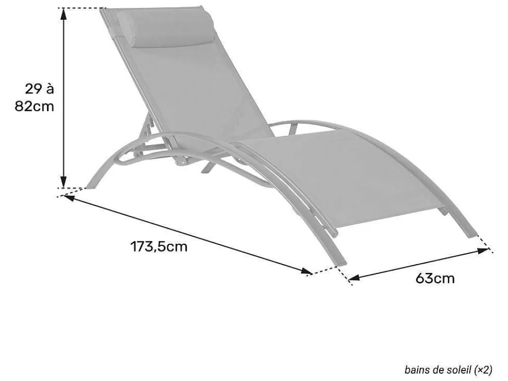 Espreguiçadeira*Happy Garden Conjunto De 2 Cadeiras De Conves Galapagos Em Têxtileno Cinzento - Antracite Cinzento Aluminio