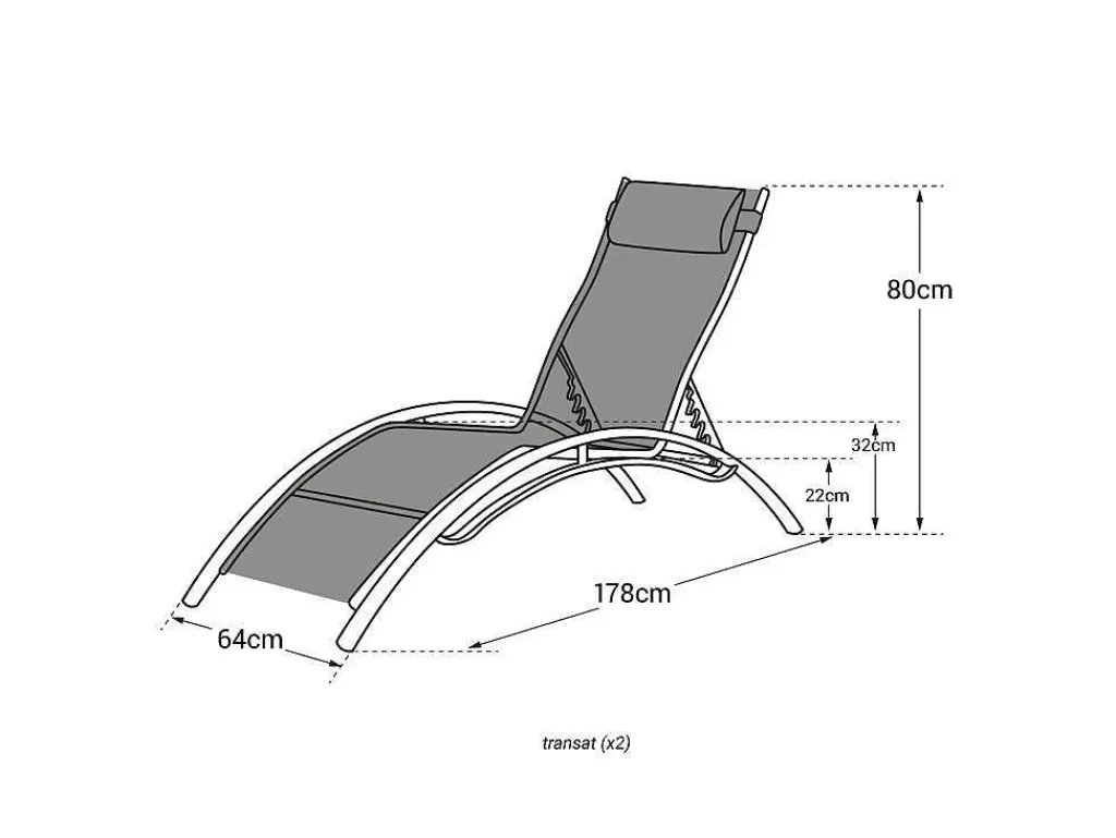 Espreguiçadeira*Happy Garden Conjunto De 2 Cadeiras De Conves Galapagos Em Têxtileno Preto - Aluminio Cinzento