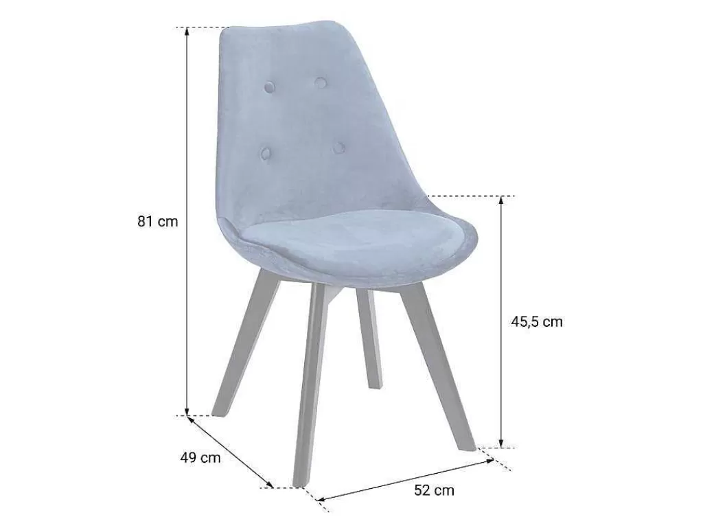 Cadeira*Happy Garden Conjunto De 2 Cadeiras De Veludo Nora Cinzentas Com Almofada