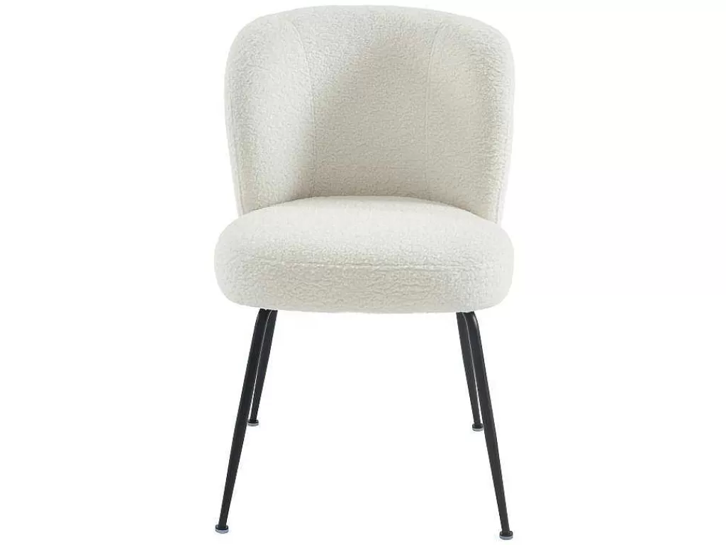 Cadeira*Vente-unique Conjunto De 2 Cadeiras Em Tecido Boucle E Metal Branco Pascal Morabito - Polpona