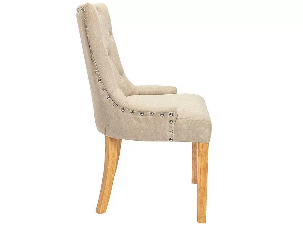 Cadeira*Vente-unique Conjunto De 2 Cadeiras Em Tecido E Pés Em Madeira Cor Bege - Jolia