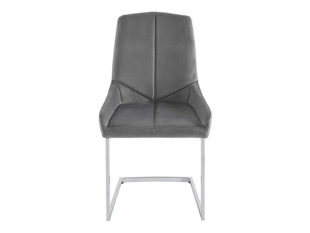 Cadeira*Vente-unique Conjunto De 2 Cadeiras Em Veludo E Metal, Cor Cinza - Berlona