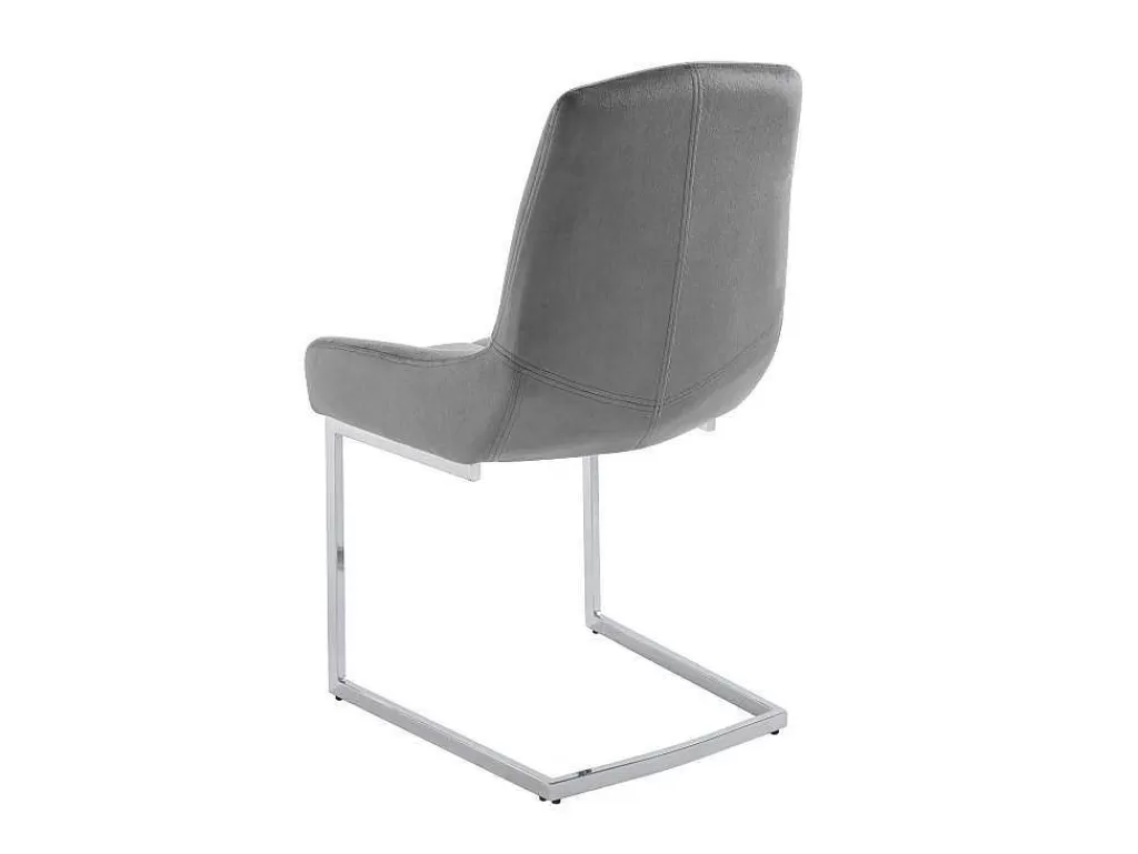 Cadeira*Vente-unique Conjunto De 2 Cadeiras Em Veludo E Metal, Cor Cinza - Berlona
