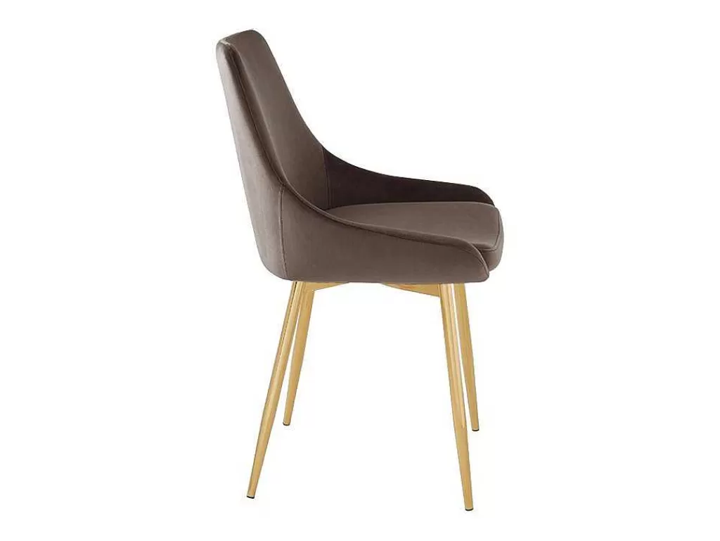 Cadeira*Vente-unique Conjunto De 2 Cadeiras Em Veludo E Metal Dourado Cor Taupe - Masurie
