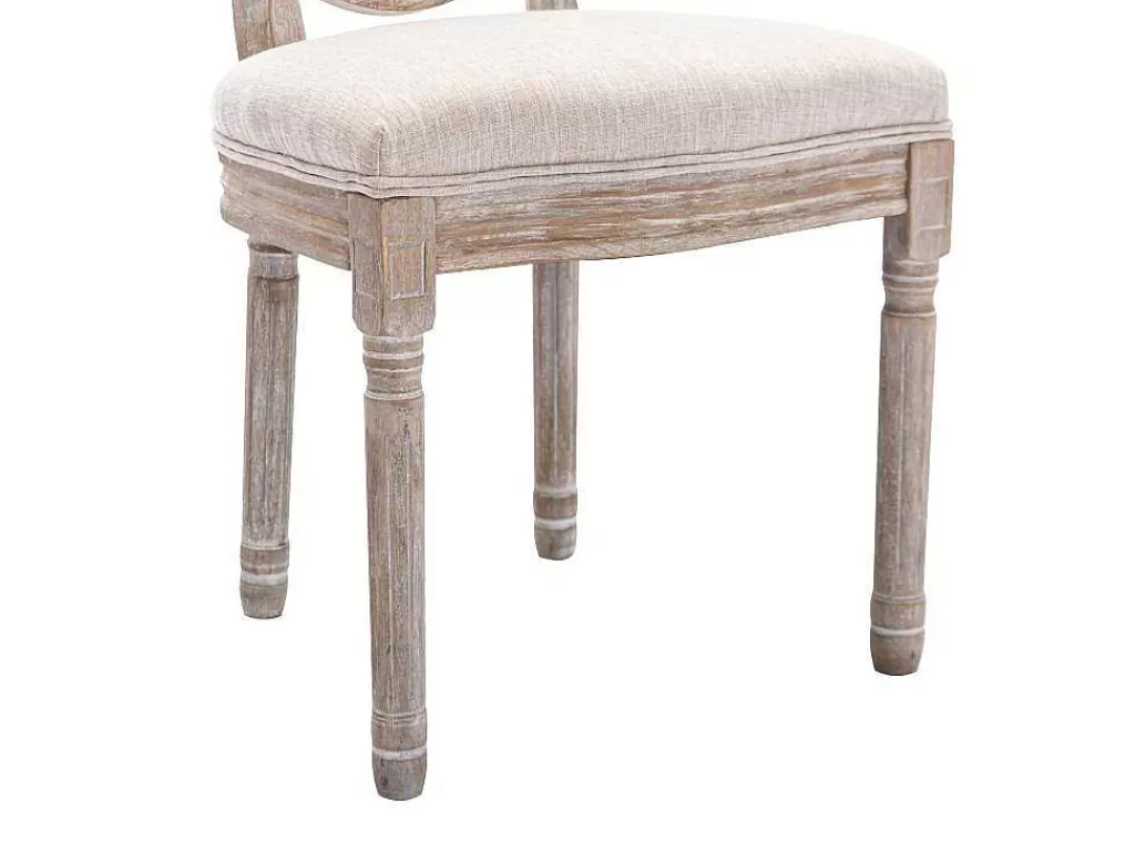 Cadeira*Vente-unique Conjunto De 2 Cadeiras Empalhadas, Tecido E Madeira De Hevea Bege - Antoinette