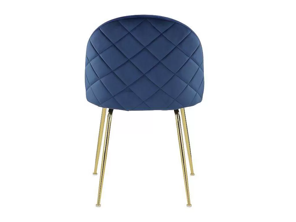 Cadeira*Vente-unique Conjunto De 2 Cadeiras Melbourne - Veludo E Metal Dourado - Azul
