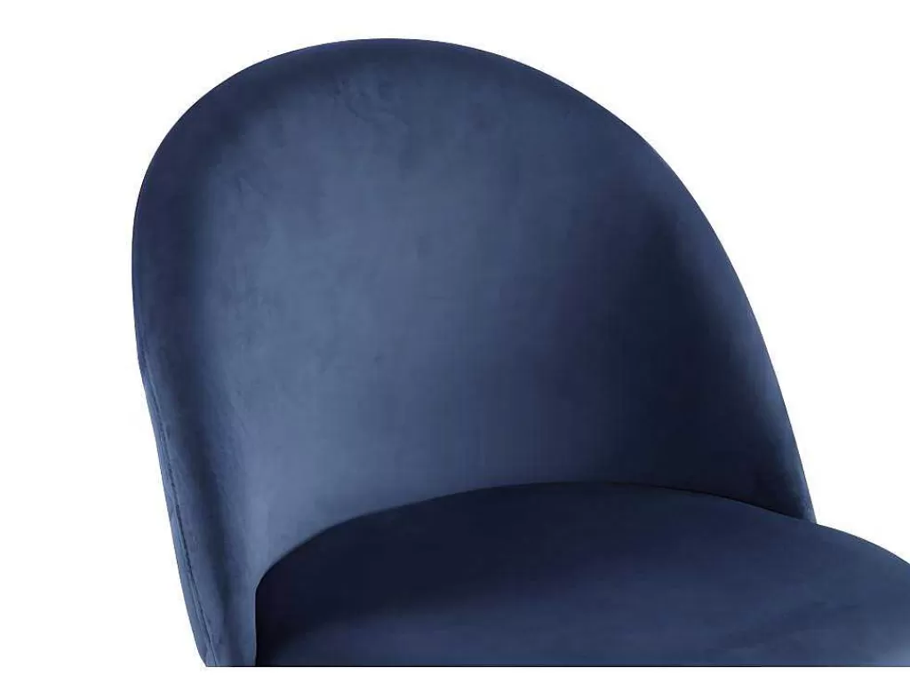 Cadeira*Vente-unique Conjunto De 2 Cadeiras Melbourne - Veludo E Metal Dourado - Azul