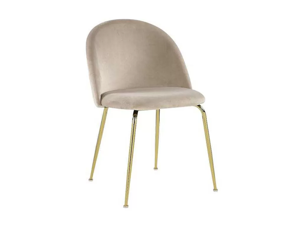 Cadeira*Vente-unique Conjunto De 2 Cadeiras Melbourne - Veludo E Metal Dourado - Bege