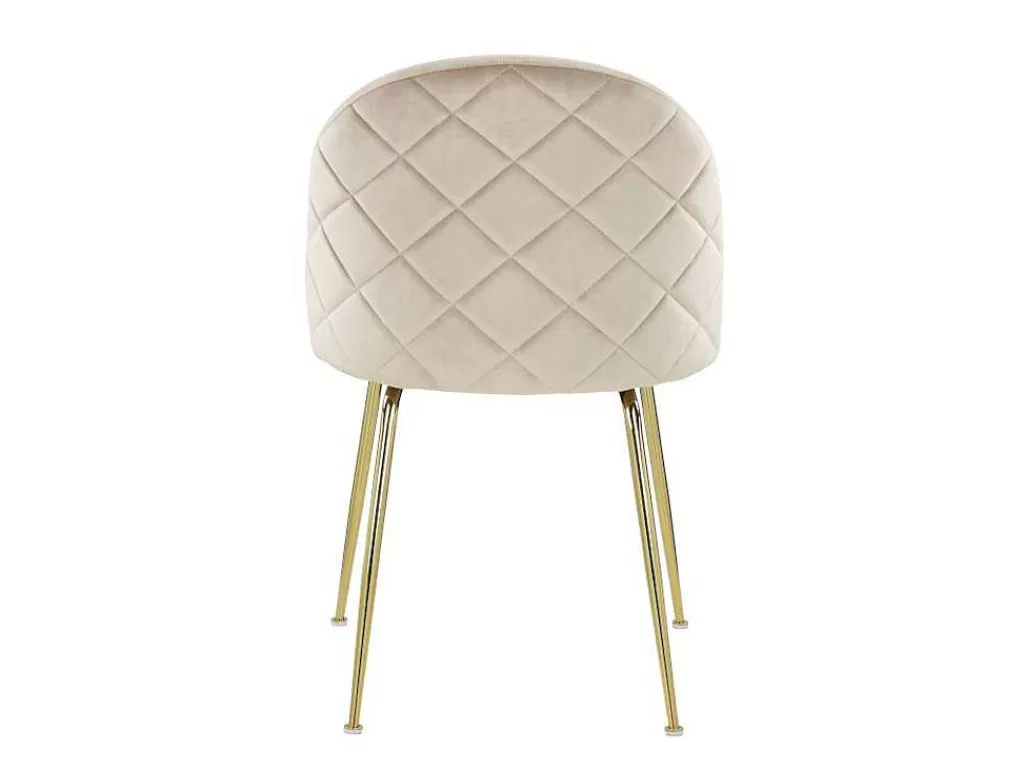Cadeira*Vente-unique Conjunto De 2 Cadeiras Melbourne - Veludo E Metal Dourado - Bege