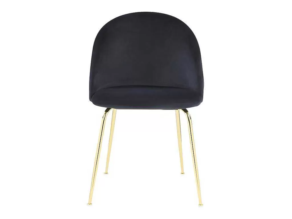 Cadeira*Vente-unique Conjunto De 2 Cadeiras Melbourne - Veludo E Metal Dourado - Preto