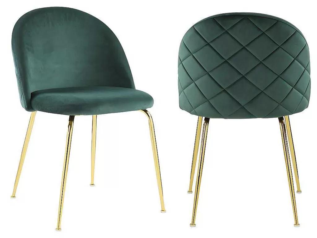 Promoções Sala*Vente-unique Conjunto De 2 Cadeiras Melbourne - Veludo E Metal Dourado - Verde