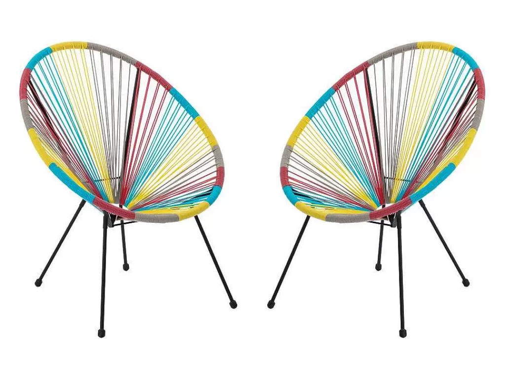 Conjunto Relax De Jardim*MYLIA Conjunto De 2 Cadeiroes De Jardim Em Fios De Resina Entrancados Multicolor - Alios Iii De