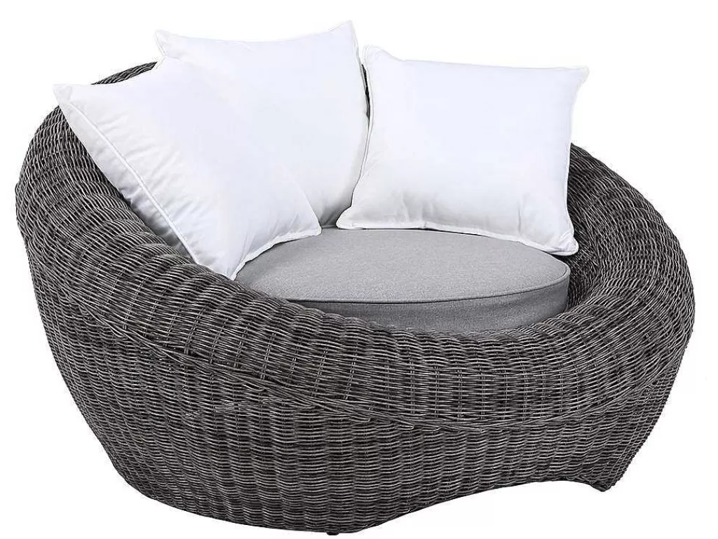 Conjunto Relax De Jardim*MYLIA Conjunto De 2 Cadeiroes De Jardim Em Resina Entrancada Cor Cinza - Whiteheaven