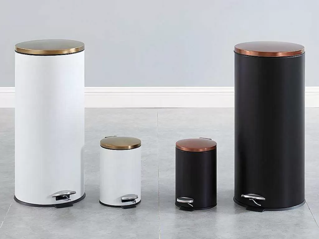 Acessórios E Arrumação De Cozinha*OZAIA Conjunto De 2 Caixotes Do Lixo Com Pedal Em Inox De 30 L E 3 L Cor Preto E Cobre - Pira