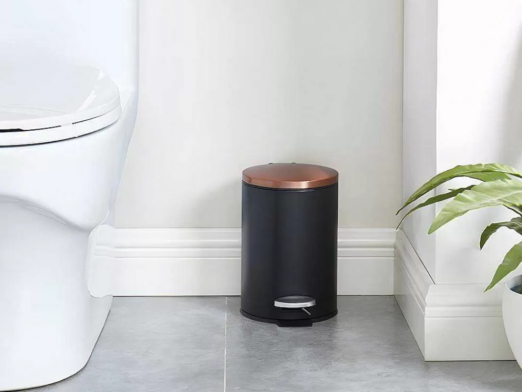 Acessórios E Arrumação De Cozinha*OZAIA Conjunto De 2 Caixotes Do Lixo Com Pedal Em Inox De 30 L E 3 L Cor Preto E Cobre - Pira